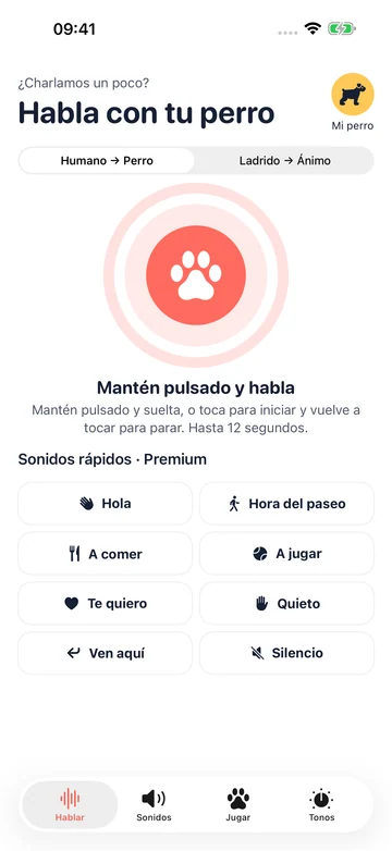 Pantalla de grabación Humano a Perro de Human to Dog Translator: Play para iPhone